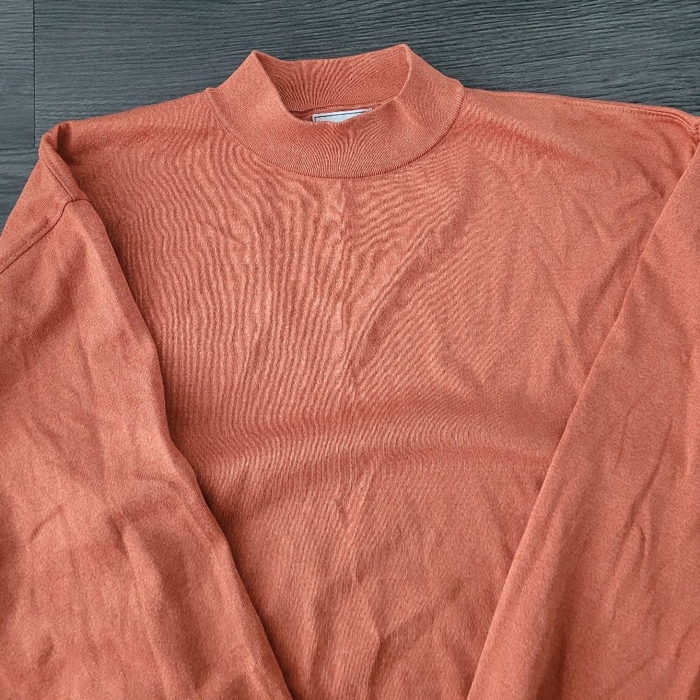 Maus And Hoffman Mock Neck knit Sweater Orange Men's XXL Lightweight Pullover - Picture 2 of 7